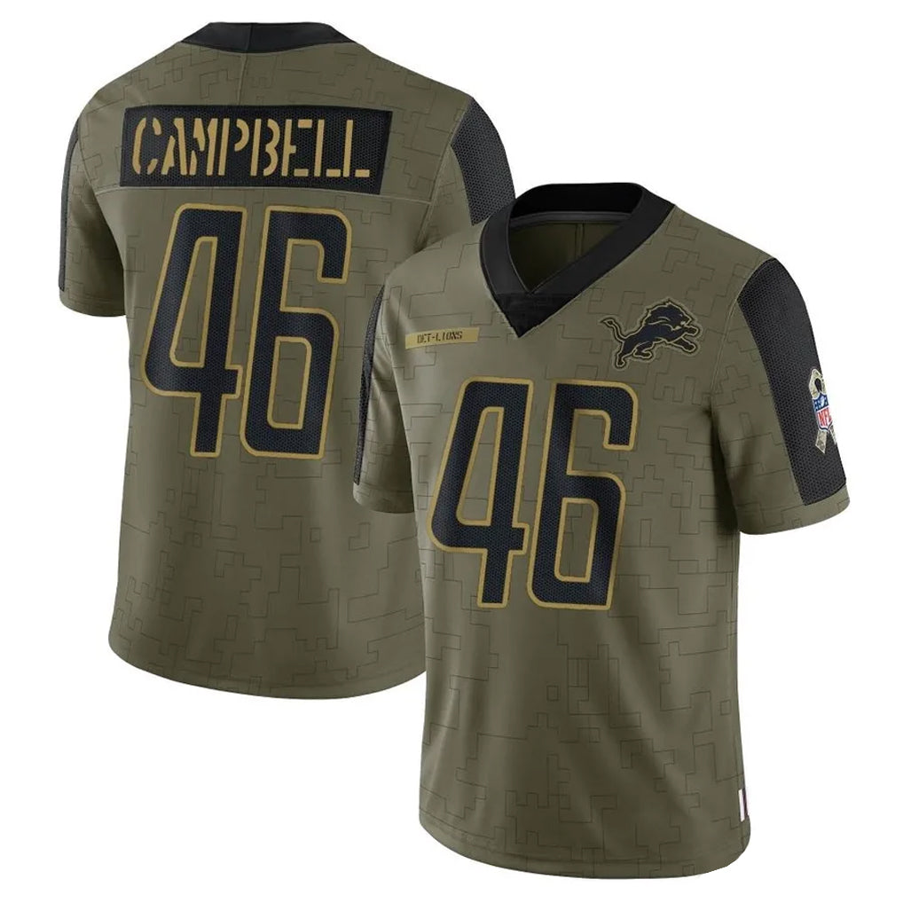 Silnrao D.Lions #46 Jack Campbell Player Salute To Service Limited Olive Stitched Jerseys