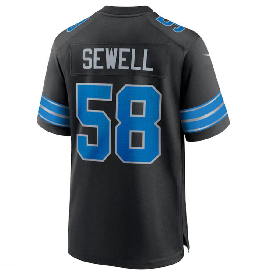 Silnrao D.Lions #58 Penei Sewell Black 2nd Alternate Game Jersey American Stitched  Jerseys