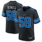 Silnrao D.Lions #58 Penei Sewell Black 2nd Alternate Game Jersey American Stitched  Jerseys