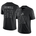 Silnrao D.Lions #58 Penei Sewell Player Black REFLECTIVE Limited Stitched Jerseys