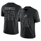 Silnrao D.Lions #58 Penei Sewell Player Black REFLECTIVE Limited Stitched Jerseys