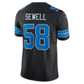 Silnrao D.Lions #58 Penei Sewell Player Black Vapor F.U.S.E. Limited Game Stitched Jerseys