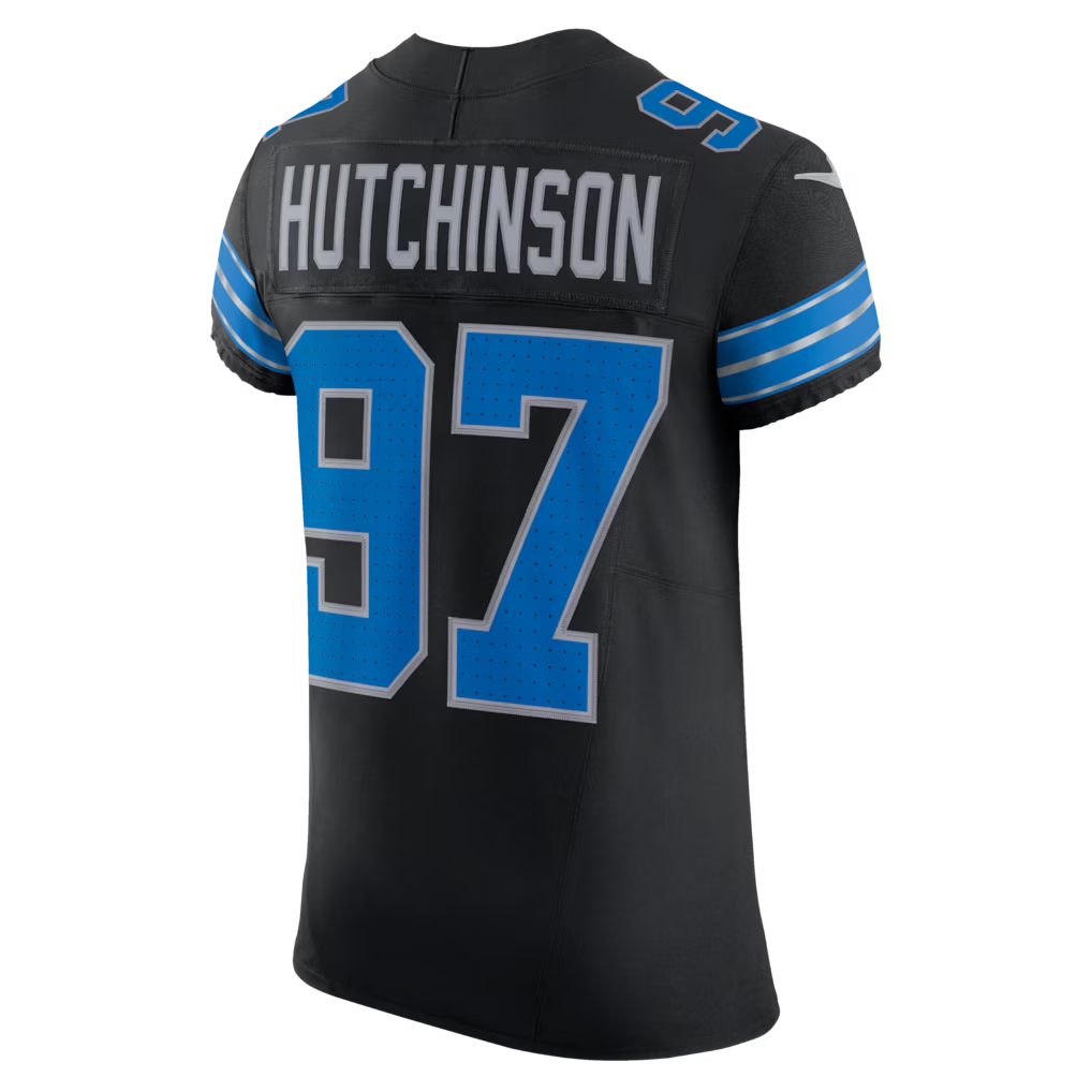 Silnrao D.Lions #97 Aidan Hutchinson Black Alternate Vapor F.U.S.E. Elite Stitched Jerseys