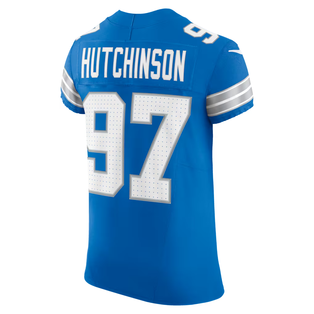 Silnrao D.Lions #97 Aidan Hutchinson Blue Team Vapor F.U.S.E. Elite Stitched Jerseys