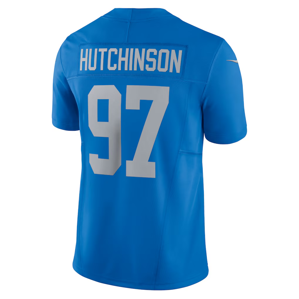 Silnrao D.Lions #97 Aidan Hutchinson Blue Vapor F.U.S.E. Alternate Limited Stitched Jerseys