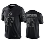 Silnrao D.Lions #97 Aidan Hutchinson Player Black REFLECTIVE Limited Stitched Jerseys