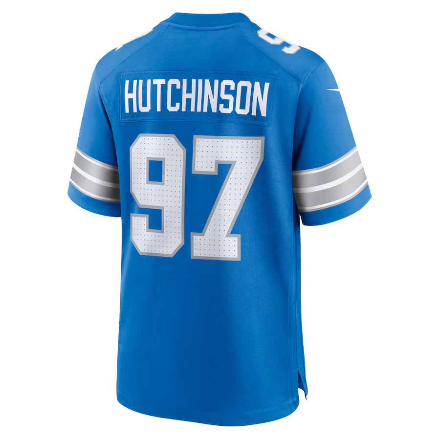 Silnrao D.Lions #97 Aidan Hutchinson Player Blue Home Game Stitched Jerseys