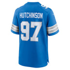 Silnrao D.Lions #97 Aidan Hutchinson Player Blue Home Game Stitched Jerseys