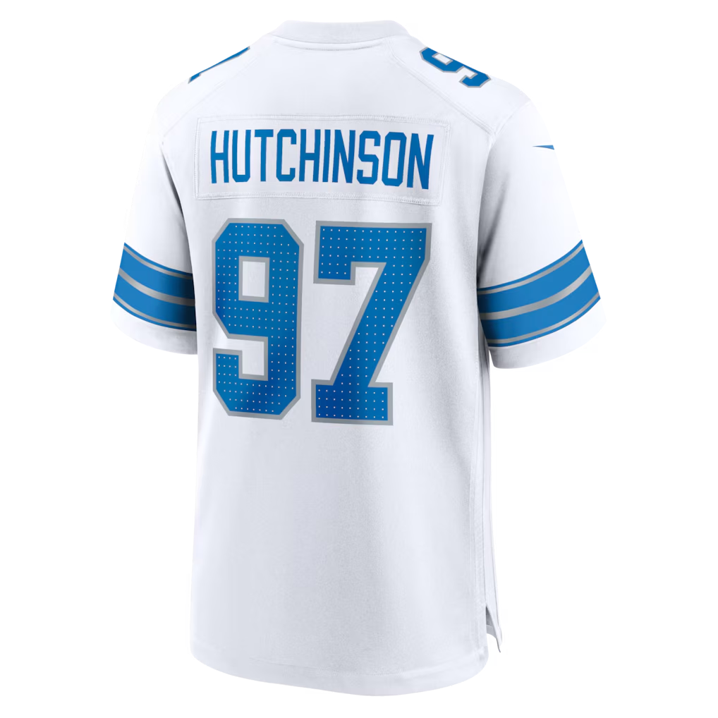 Silnrao D.Lions #97 Aidan Hutchinson White Game Stitched Jerseys