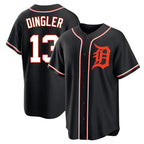 Silnrao D.Tigers #13 Dillon Dingler Player Black Fashion Out Home Game Stitched Jerseys