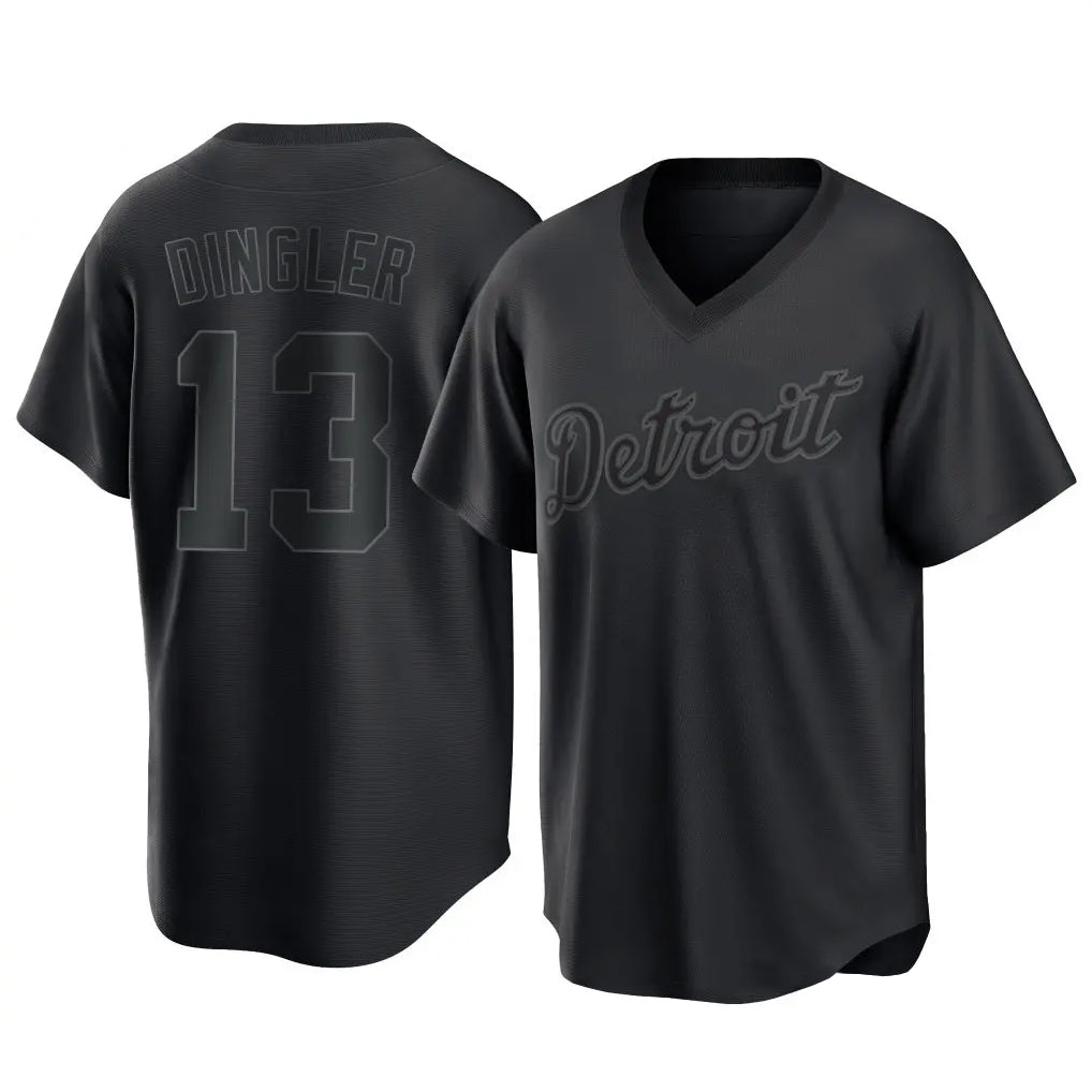 Silnrao D.Tigers #13 Dillon Dingler Player Black T-shirt Home Game Stitched Jerseys