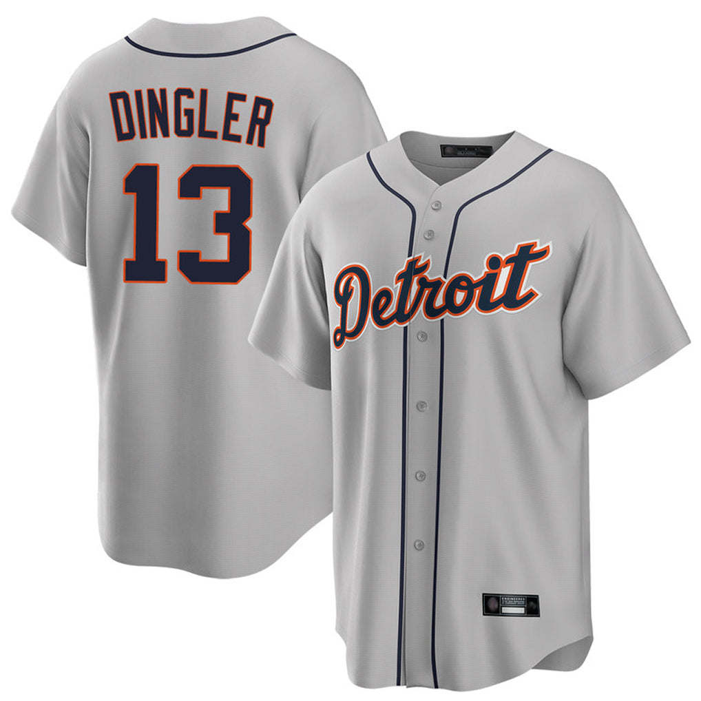 Silnrao D.Tigers #13 Dillon Dingler Player Gray Home Game Stitched Jerseys