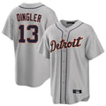 Silnrao D.Tigers #13 Dillon Dingler Player Gray Home Game Stitched Jerseys