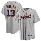 Silnrao D.Tigers #13 Dillon Dingler Player Gray Home Game Stitched Jerseys