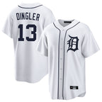Silnrao D.Tigers #13 Dillon Dingler Player White Home Game Stitched Jerseys