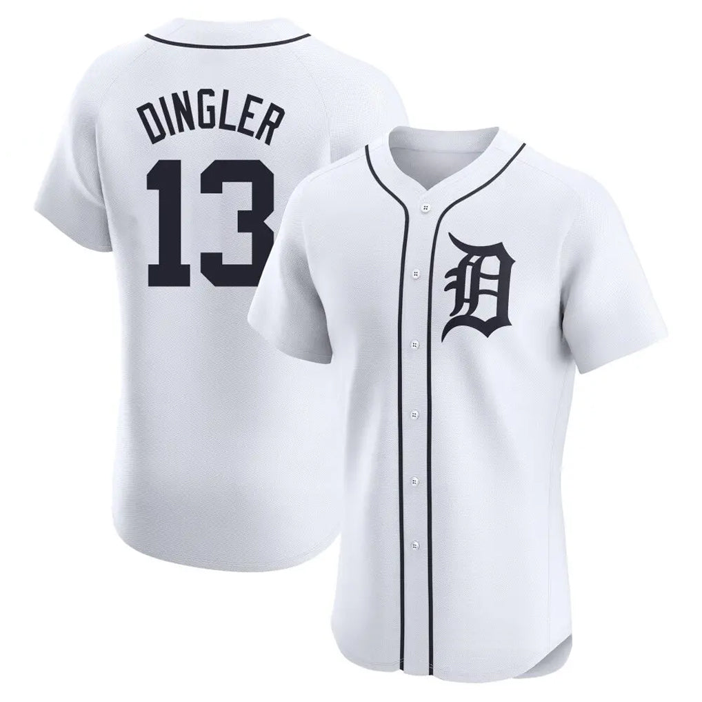 Silnrao D.Tigers #13 Dillon Dingler Player White Limited Elite Home Stitched Jerseys