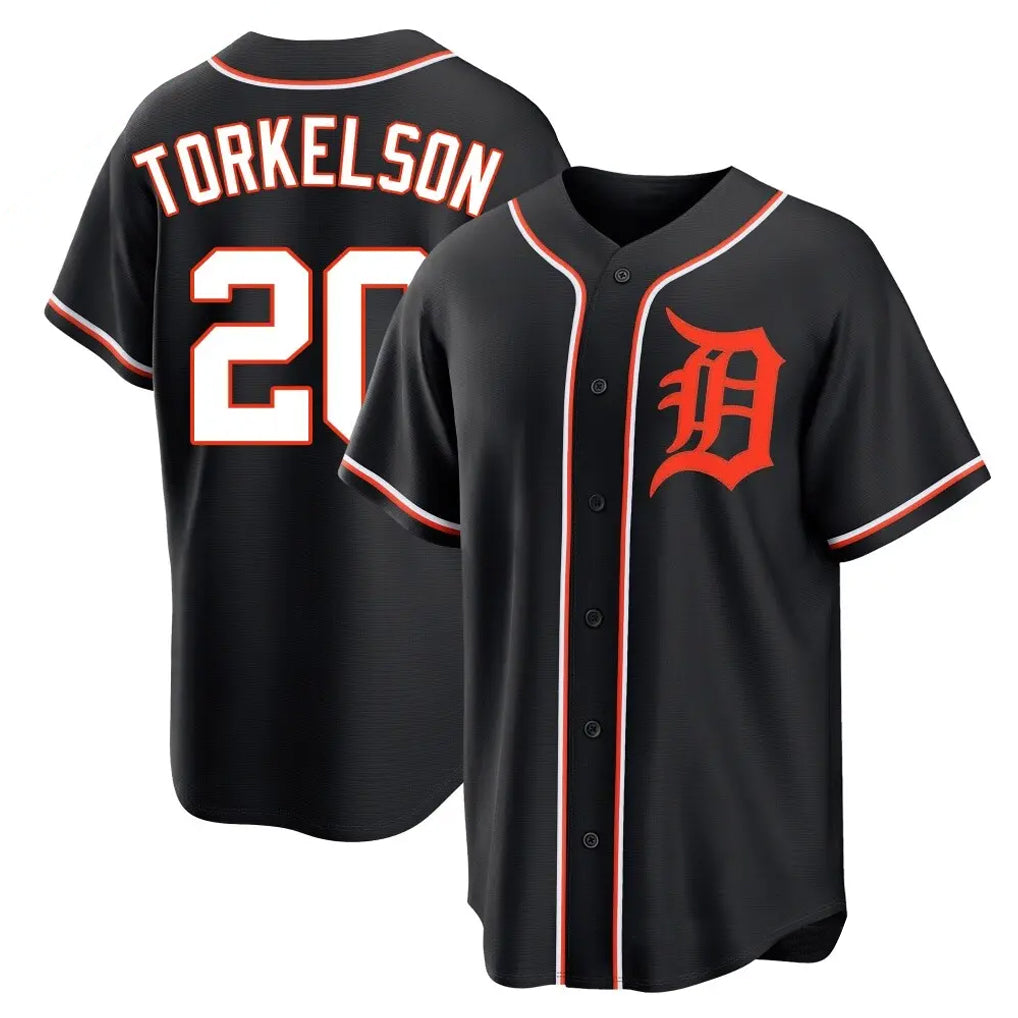 Silnrao D.Tigers #20 Spencer Torkelson Player Black Fashion Out Home Game Stitched Jerseys