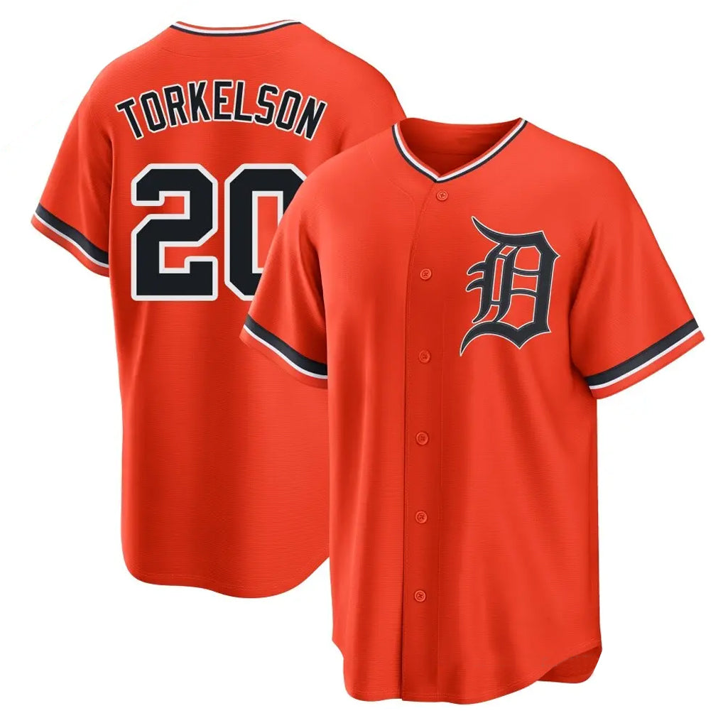 Silnrao D.Tigers #20 Spencer Torkelson Player Orange Home Game Stitched Jerseys
