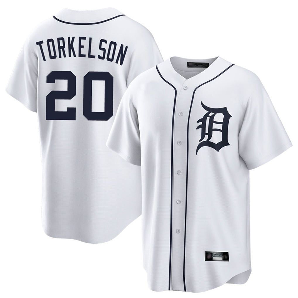 Silnrao D.Tigers #20 Spencer Torkelson Player White Home Game Stitched Jerseys