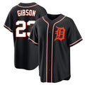 Silnrao D.Tigers #23 Kirk Gibson Player Black Fashion Out Home Game Stitched Jerseys