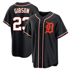 Silnrao D.Tigers #23 Kirk Gibson Player Black Fashion Out Home Game Stitched Jerseys