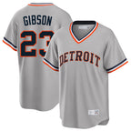 Silnrao D.Tigers #23 Kirk Gibson Player Gray Cooperstown T-shirt Home Game Stitched Jerseys