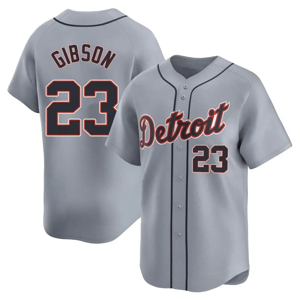 Silnrao D.Tigers #23 Kirk Gibson Player Gray Home Limited Stitched Jerseys