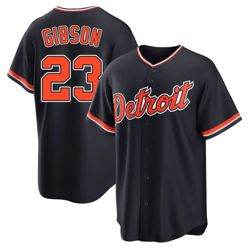 Silnrao D.Tigers #23 Kirk Gibson Player Navy Home Game Stitched Jerseys