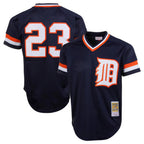 Silnrao D.Tigers #23 Kirk Gibson Player Navy Mitchell & Ness 1984 Mesh Batting Practice  T-shirt Stitched Jerseys
