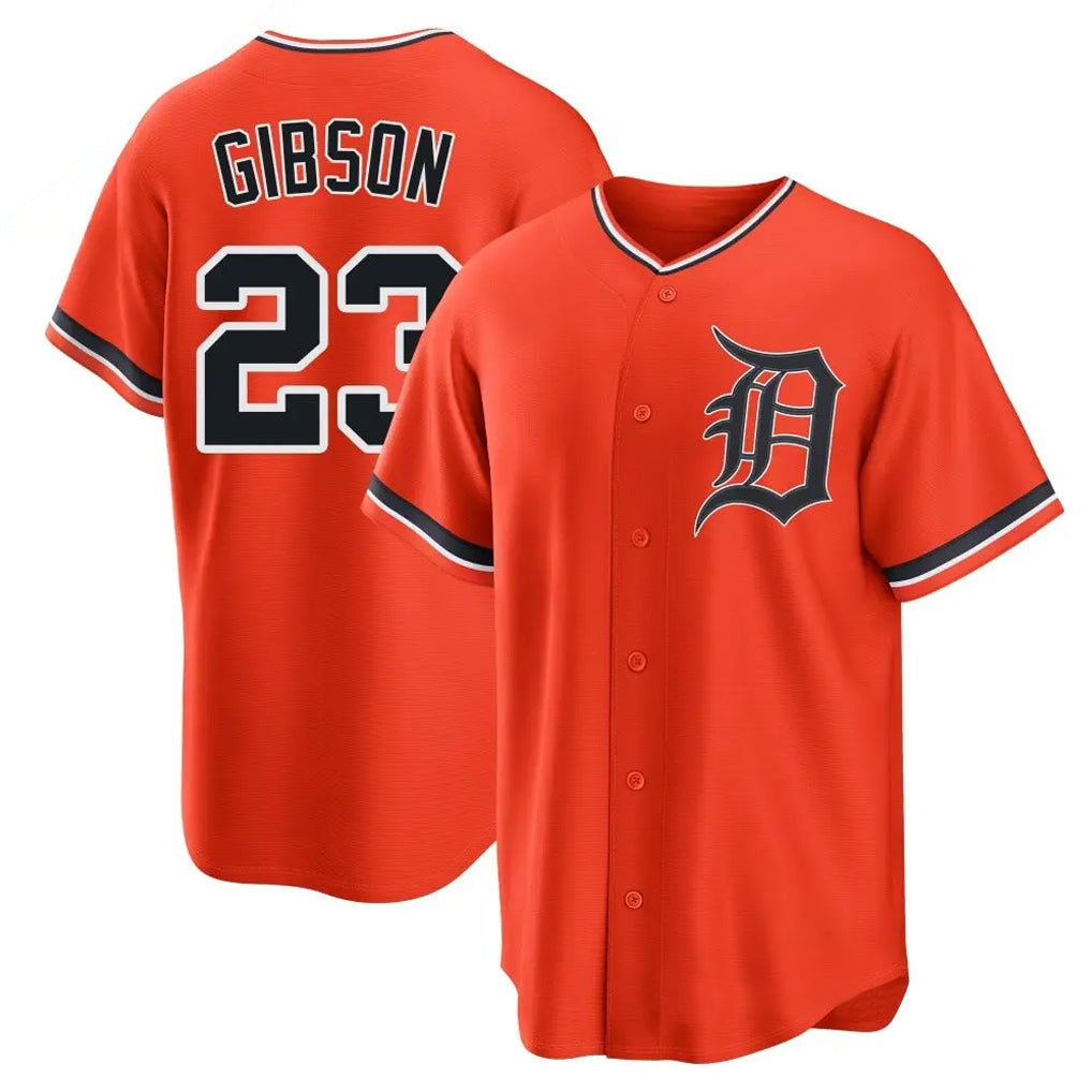 Silnrao D.Tigers #23 Kirk Gibson Player Orange Home Game Stitched Jerseys
