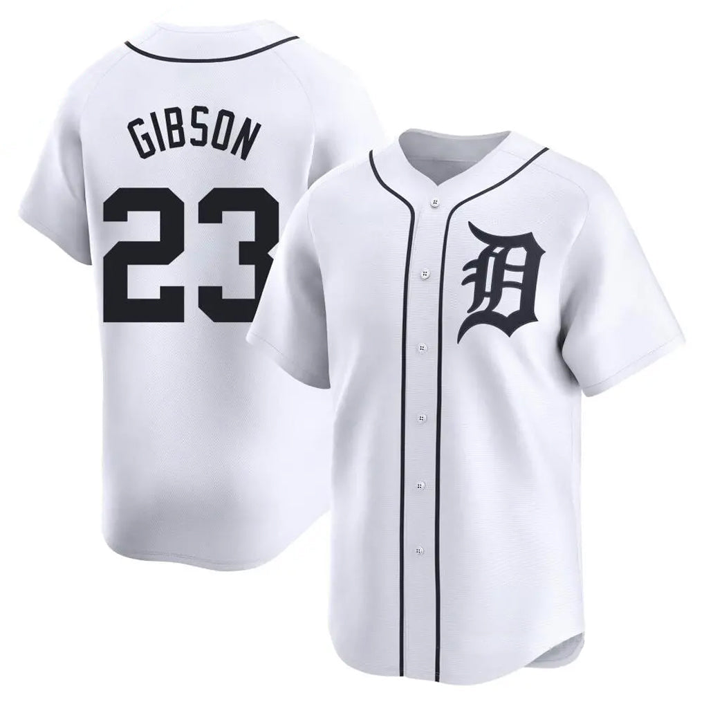 Silnrao D.Tigers #23 Kirk Gibson Player White Home Limited Stitched Jerseys