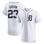 Silnrao D.Tigers #23 Kirk Gibson Player White Limited Elite Home Stitched Jerseys