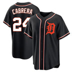Silnrao D.Tigers #24 Miguel Cabrera Player Black Fashion Out Home Game Stitched Jerseys