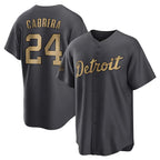 Silnrao D.Tigers #24 Miguel Cabrera Player Charcoal All-Star Home Game Stitched Jerseys
