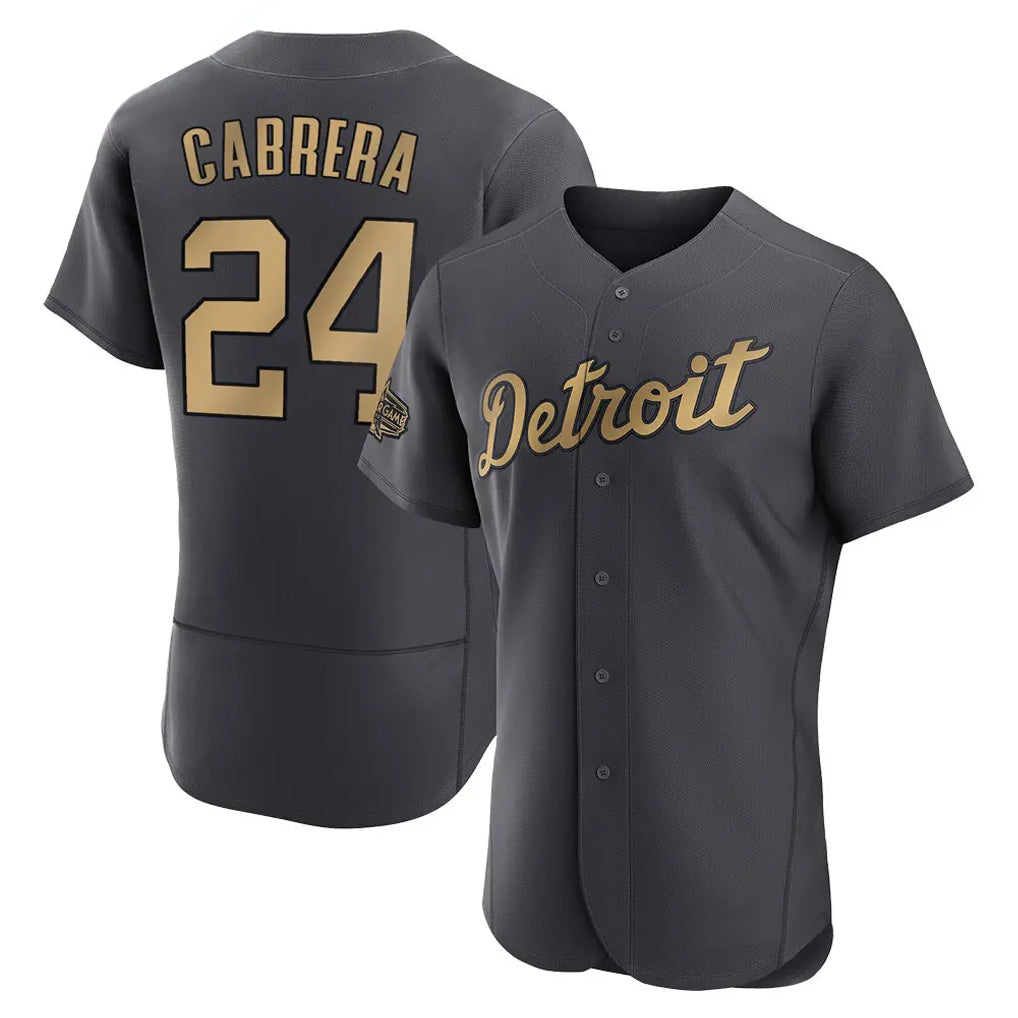 Silnrao D.Tigers #24 Miguel Cabrera Player Charcoal All-Star Limited Elite Home Stitched Jerseys