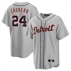 Silnrao D.Tigers #24 Miguel Cabrera Player Gray Home Game Stitched Jerseys