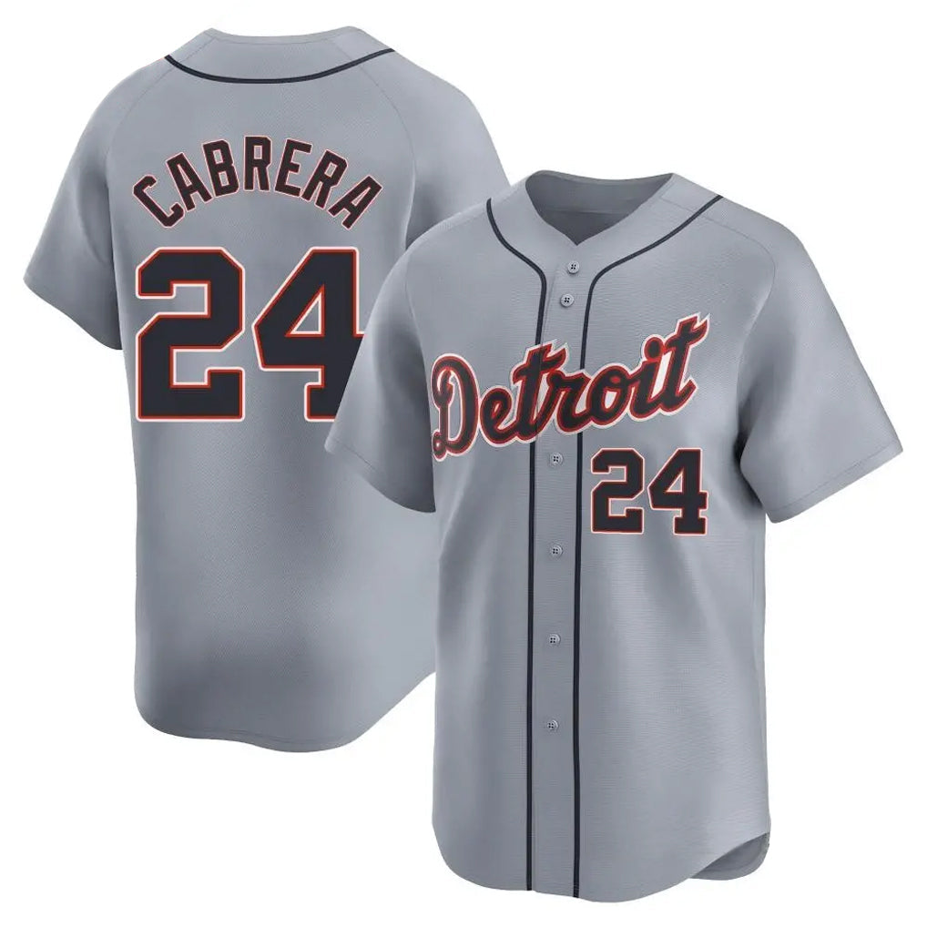 Silnrao D.Tigers #24 Miguel Cabrera Player Gray Home Limited Stitched Jerseys
