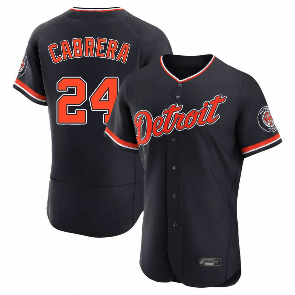 Silnrao D.Tigers #24 Miguel Cabrera Player Navy Limited Elite Home Game Stitched Jerseys