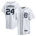 Silnrao D.Tigers #24 Miguel Cabrera Player White Home Game Stitched Jerseys
