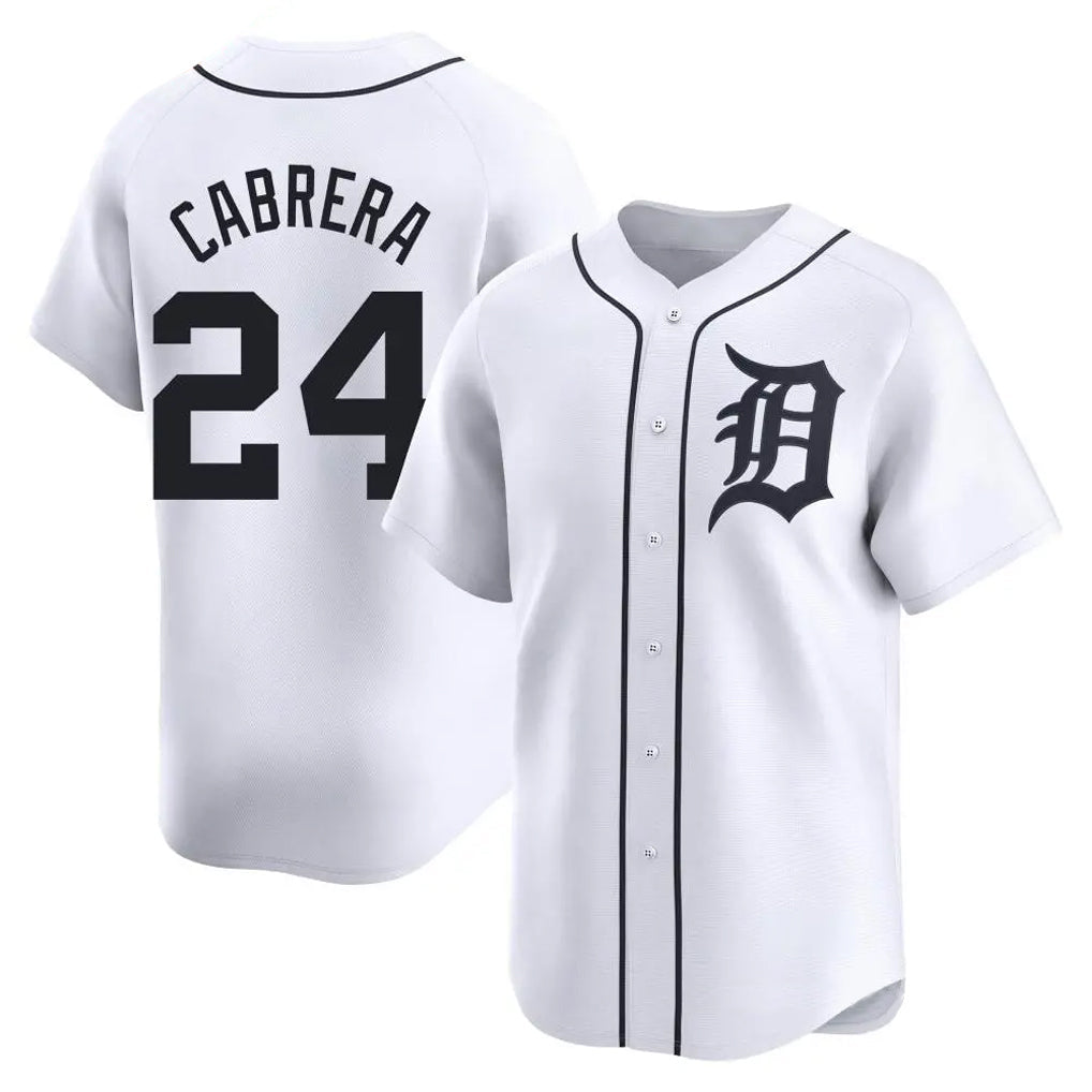 Silnrao D.Tigers #24 Miguel Cabrera Player White Home Limited Stitched Jerseys
