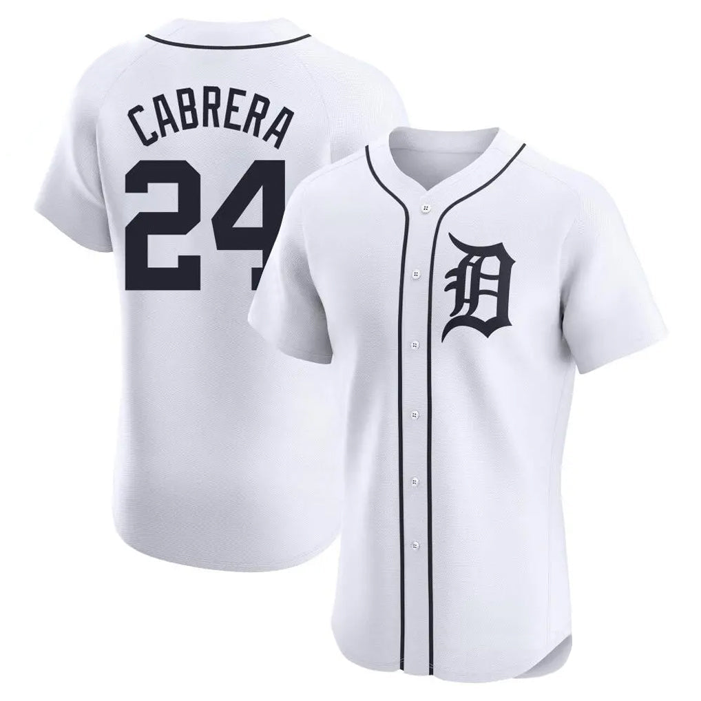 Silnrao D.Tigers #24 Miguel Cabrera Player White Limited Elite Home Stitched Jerseys