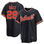 Silnrao  D.Tigers #28 Javier B¨¢ez Player Navy Home Game Stitched Jerseys
