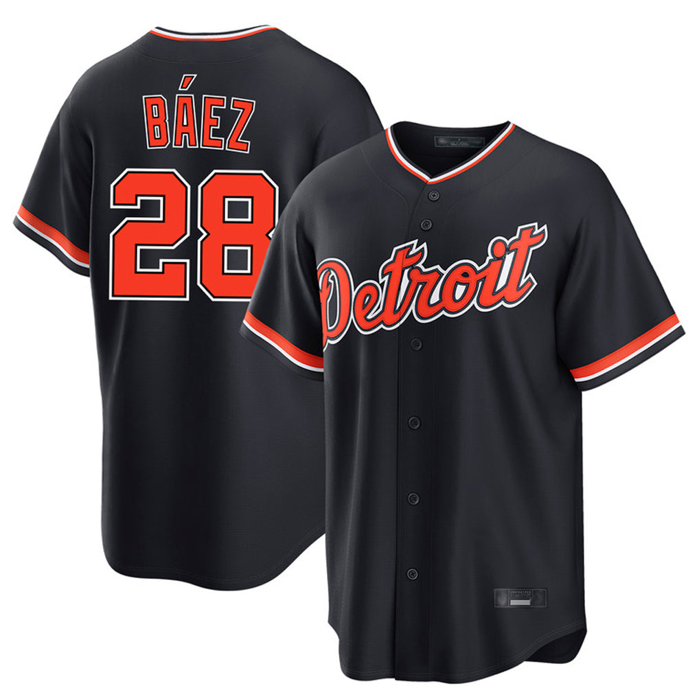 Silnrao  D.Tigers #28 Javier B¨¢ez Player Navy Home Game Stitched Jerseys