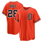 Silnrao  D.Tigers #28 Javier B¨¢ez Player Orange Home Game Stitched Jerseys