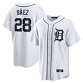 Silnrao  D.Tigers #28 Javier B¨¢ez Player White Home Game Stitched Jerseys