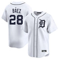 Silnrao  D.Tigers #28 Javier B¨¢ez Player White Home Limited Stitched Jerseys