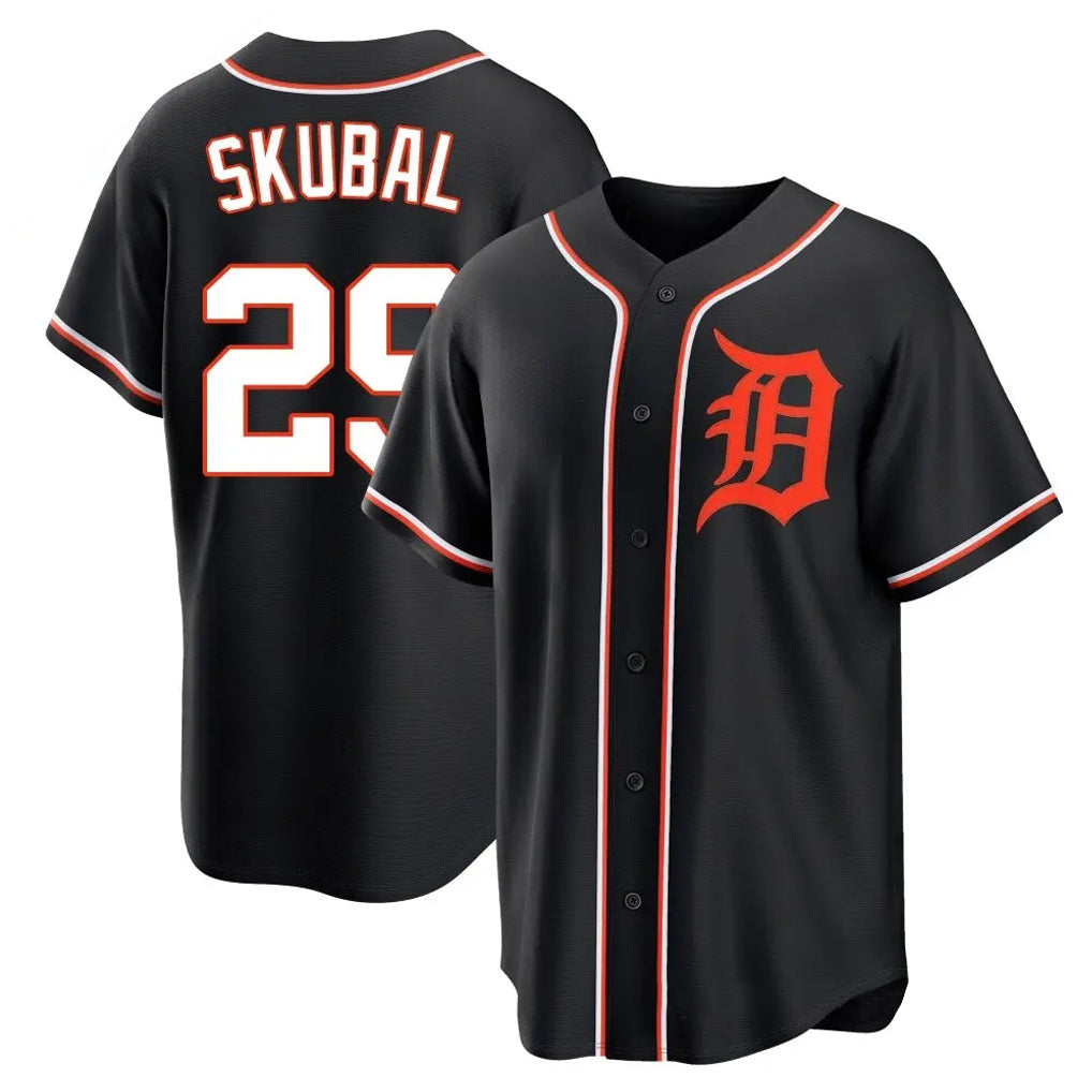 Silnrao  D.Tigers #29 Tarik Skubal Player Black Fashion Out Home Game Stitched Jerseys