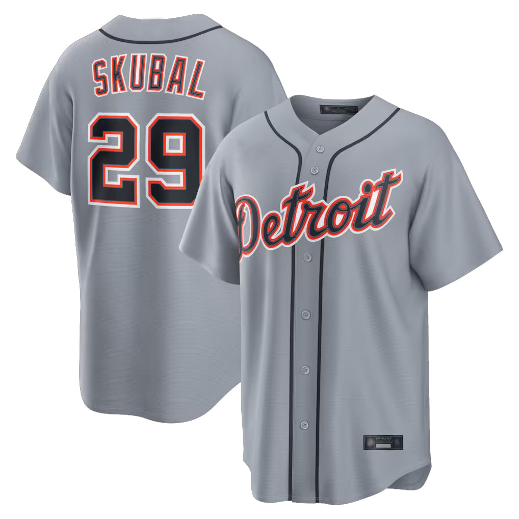 Silnrao  D.Tigers #29 Tarik Skubal Player Gray Home Game Stitched Jerseys
