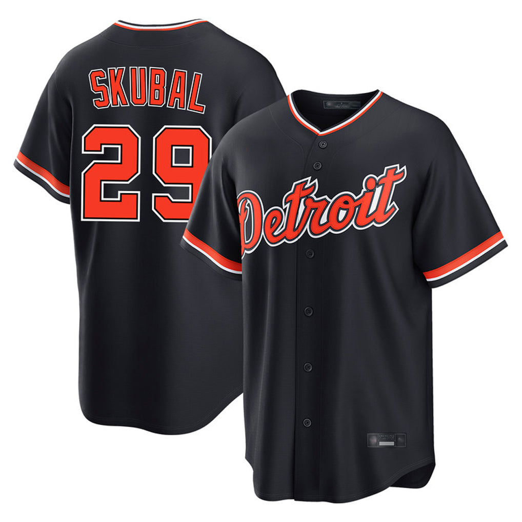 Silnrao  D.Tigers #29 Tarik Skubal Player Navy Home Game Stitched Jerseys