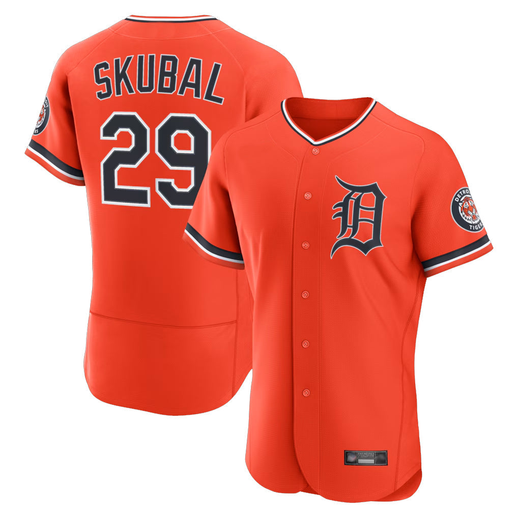 Silnrao  D.Tigers #29 Tarik Skubal Player Orange Limited Elite Home Stitched Jerseys